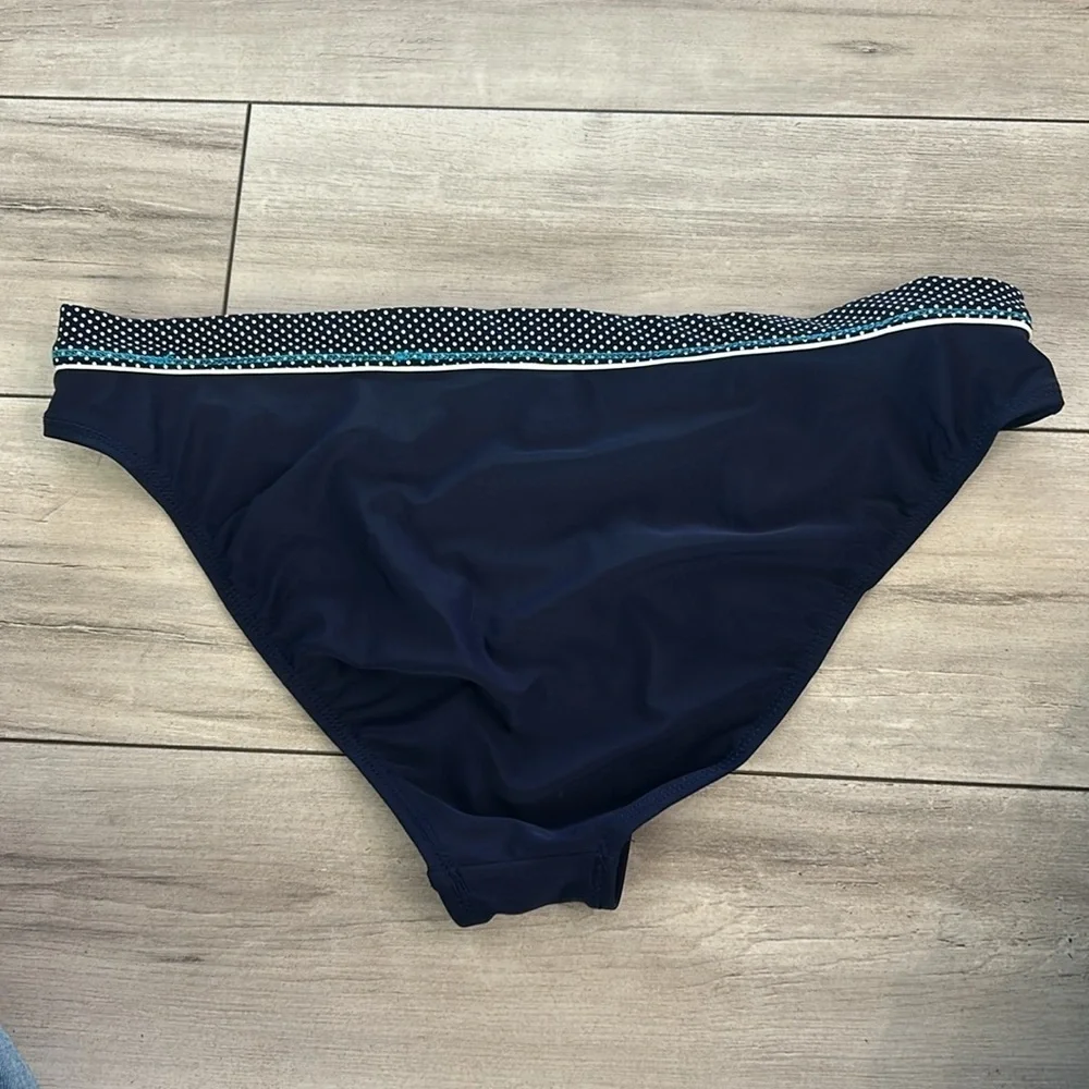 24th & Ocean navy blue polka dot bikini swim bottoms size XL NWOT